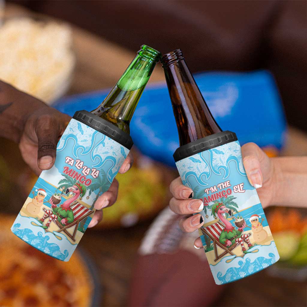 Christmas In July 4 in 1 Can Cooler Tumbler I Am The Flamingo Elf - Wonder Print Shop