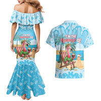 Christmas In July Couples Matching Mermaid Dress and Hawaiian Shirt I Am The Flamingo Elf - Wonder Print Shop