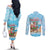Christmas In July Couples Matching Off The Shoulder Long Sleeve Dress and Long Sleeve Button Shirt I Am The Flamingo Elf - Wonder Print Shop