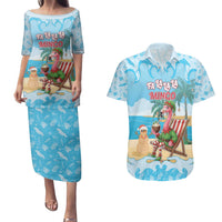 Christmas In July Couples Matching Puletasi and Hawaiian Shirt I Am The Flamingo Elf - Wonder Print Shop