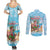 Christmas In July Couples Matching Summer Maxi Dress and Long Sleeve Button Shirt I Am The Flamingo Elf - Wonder Print Shop