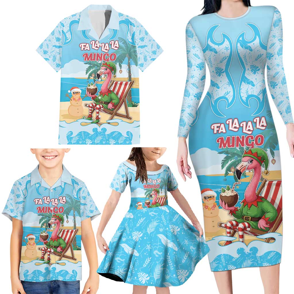 Christmas In July Family Matching Long Sleeve Bodycon Dress and Hawaiian Shirt I Am The Flamingo Elf - Wonder Print Shop