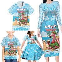 Christmas In July Family Matching Long Sleeve Bodycon Dress and Hawaiian Shirt I Am The Flamingo Elf - Wonder Print Shop