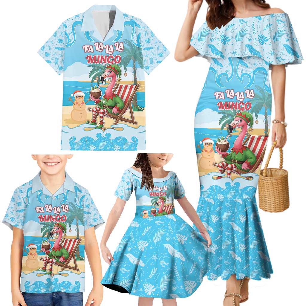 Christmas In July Family Matching Mermaid Dress and Hawaiian Shirt I Am The Flamingo Elf - Wonder Print Shop