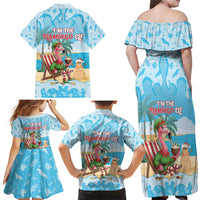 Christmas In July Family Matching Off Shoulder Maxi Dress and Hawaiian Shirt I Am The Flamingo Elf - Wonder Print Shop
