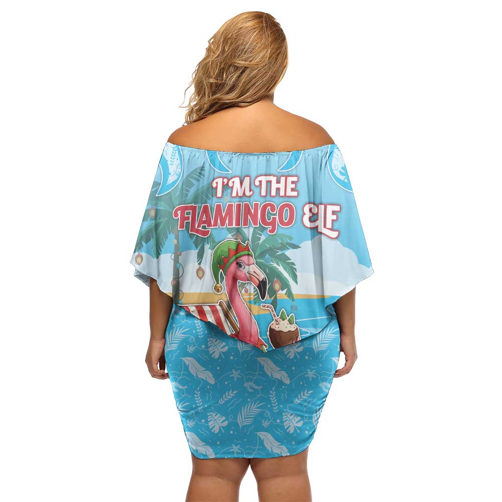 Christmas In July Family Matching Off Shoulder Short Dress and Hawaiian Shirt I Am The Flamingo Elf - Wonder Print Shop