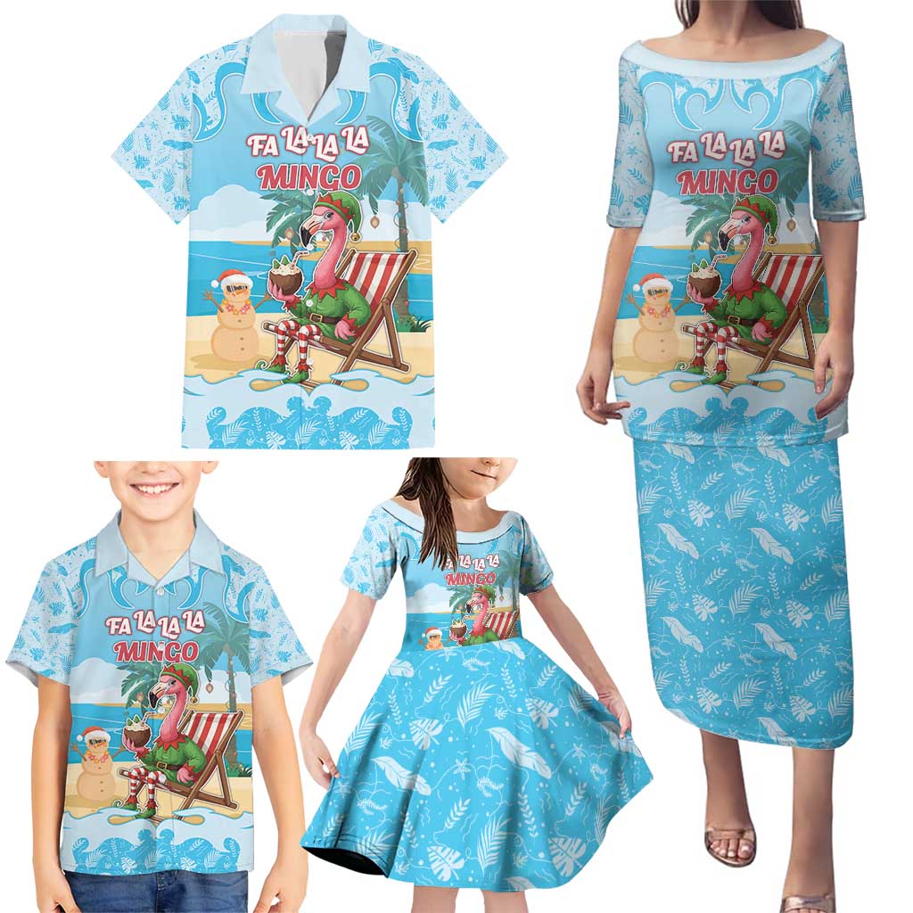 Christmas In July Family Matching Puletasi and Hawaiian Shirt I Am The Flamingo Elf - Wonder Print Shop