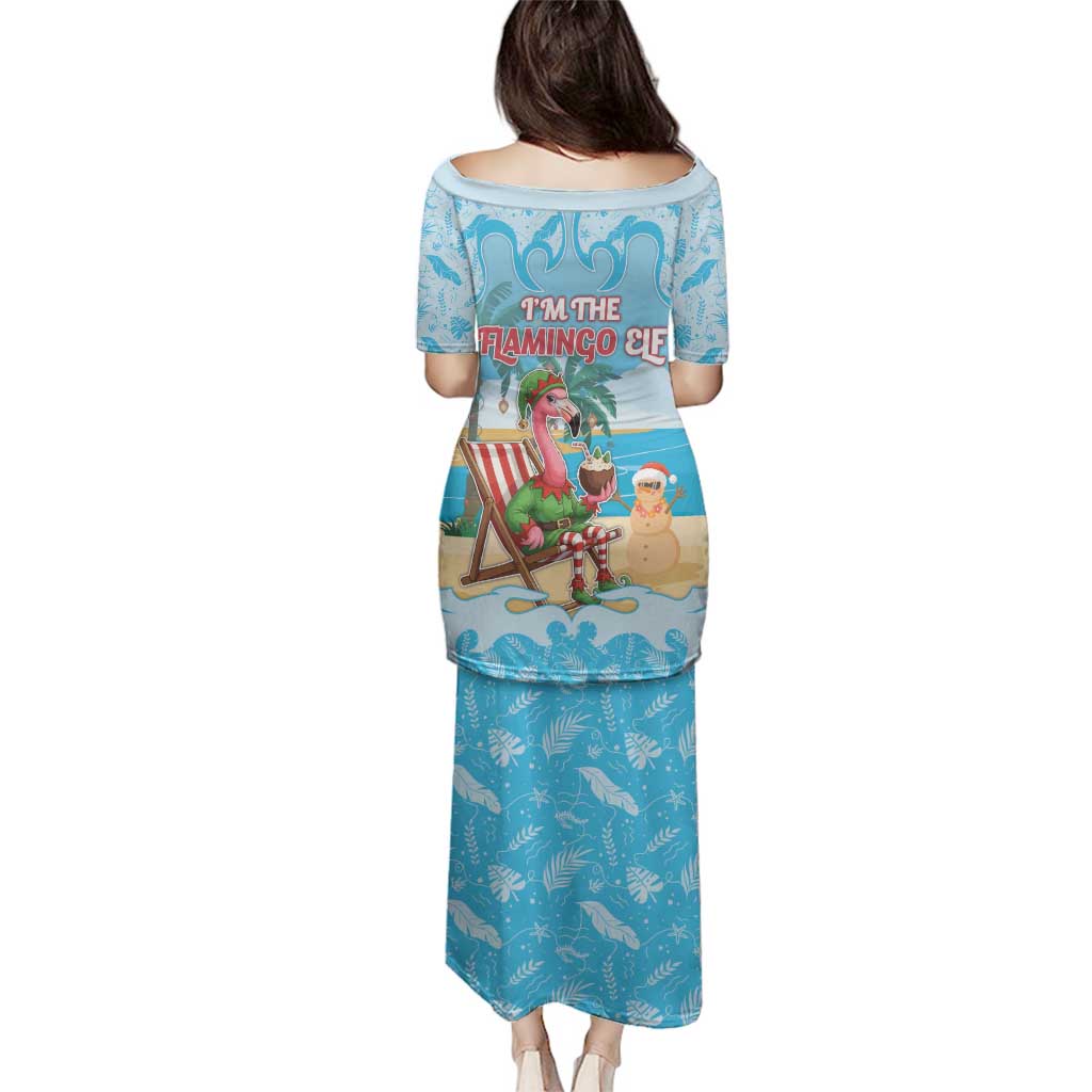 Christmas In July Family Matching Puletasi and Hawaiian Shirt I Am The Flamingo Elf - Wonder Print Shop