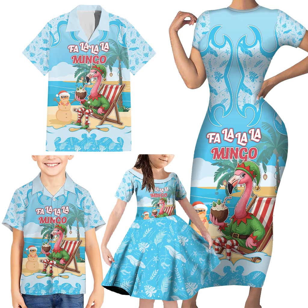 Christmas In July Family Matching Short Sleeve Bodycon Dress and Hawaiian Shirt I Am The Flamingo Elf - Wonder Print Shop
