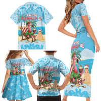 Christmas In July Family Matching Short Sleeve Bodycon Dress and Hawaiian Shirt I Am The Flamingo Elf - Wonder Print Shop