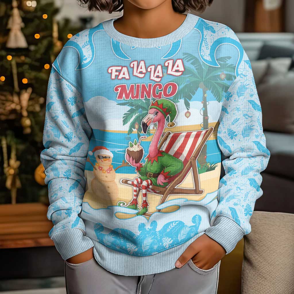 Christmas In July Kid Ugly Christmas Sweater I Am The Flamingo Elf - Wonder Print Shop