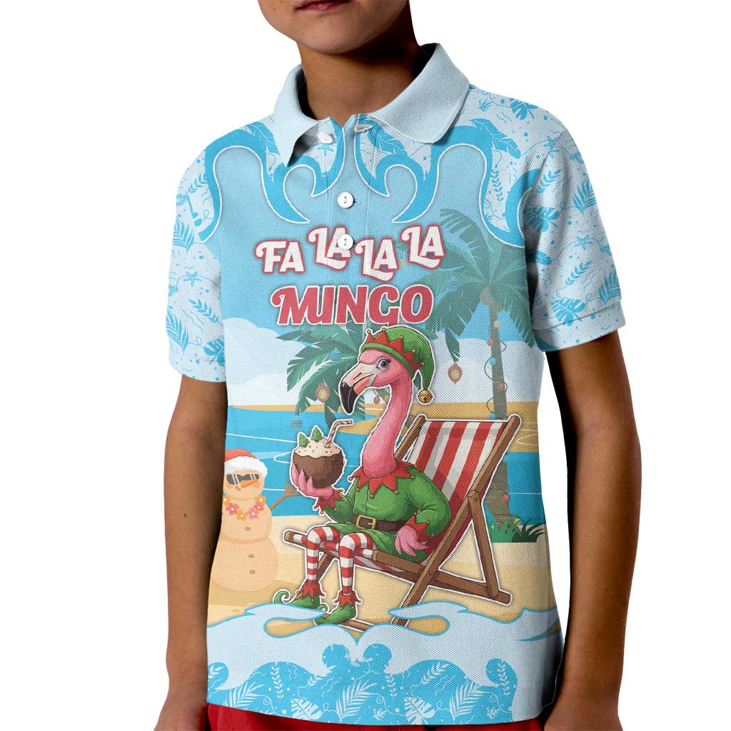 Christmas In July Kid Polo Shirt I Am The Flamingo Elf - Wonder Print Shop