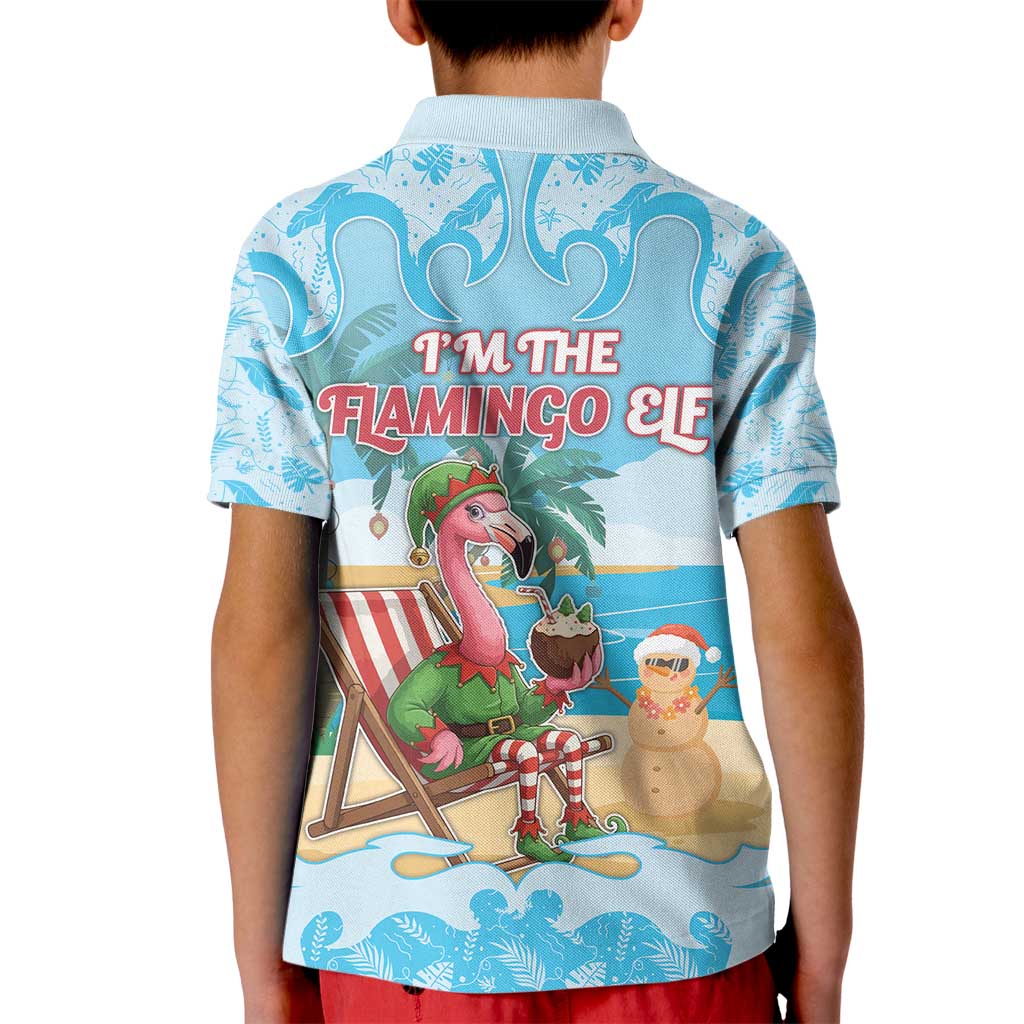 Christmas In July Kid Polo Shirt I Am The Flamingo Elf - Wonder Print Shop