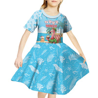 Christmas In July Kid Short Sleeve Dress I Am The Flamingo Elf - Wonder Print Shop