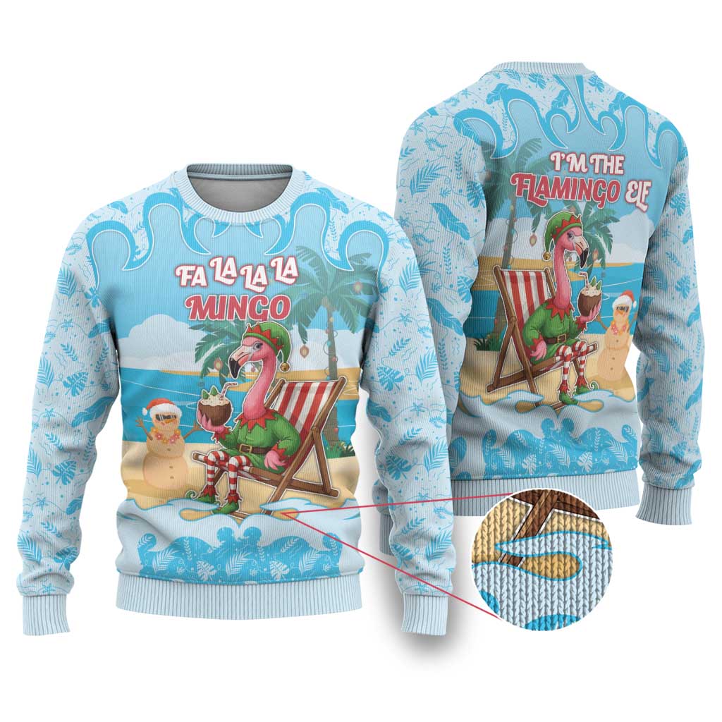 Christmas In July Ugly Christmas Sweater I Am The Flamingo Elf - Wonder Print Shop