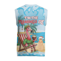 Christmas In July Christmas Knitted V-Neck Vest I Am The Flamingo Elf - Wonder Print Shop