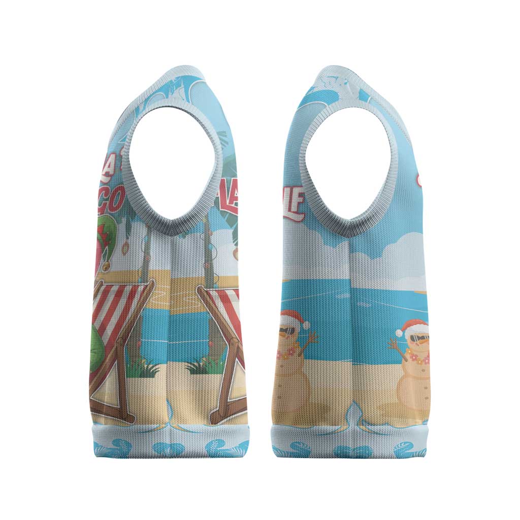 Christmas In July Christmas Knitted V-Neck Vest I Am The Flamingo Elf - Wonder Print Shop