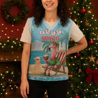 Christmas In July Christmas Knitted V-Neck Vest I Am The Flamingo Elf - Wonder Print Shop