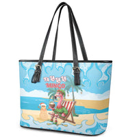 Christmas In July Leather Tote Bag I Am The Flamingo Elf - Wonder Print Shop