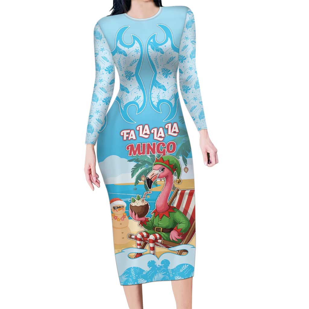 Christmas In July Long Sleeve Bodycon Dress I Am The Flamingo Elf - Wonder Print Shop