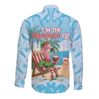 Christmas In July Long Sleeve Button Shirt I Am The Flamingo Elf - Wonder Print Shop