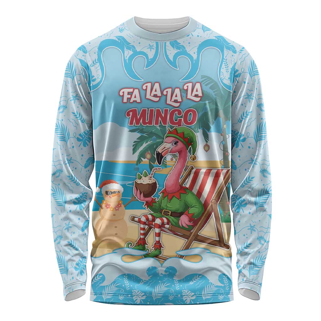 Christmas In July Long Sleeve Shirt I Am The Flamingo Elf - Wonder Print Shop