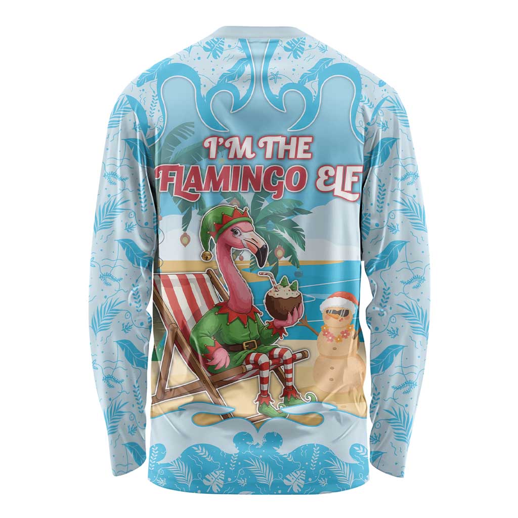 Christmas In July Long Sleeve Shirt I Am The Flamingo Elf - Wonder Print Shop