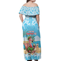 Christmas In July Off Shoulder Maxi Dress I Am The Flamingo Elf - Wonder Print Shop