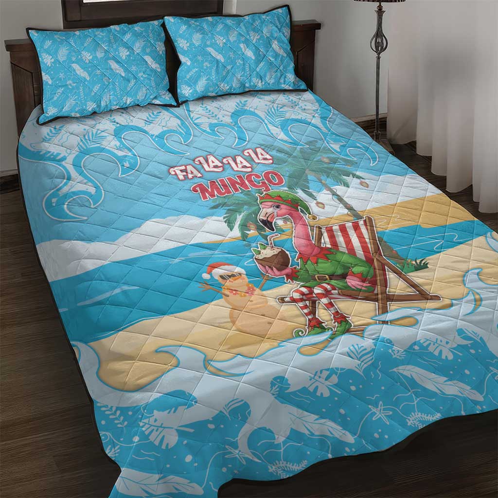 Christmas In July Quilt Bed Set I Am The Flamingo Elf - Wonder Print Shop