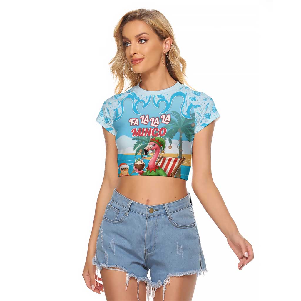 Christmas In July Raglan Cropped T Shirt I Am The Flamingo Elf - Wonder Print Shop