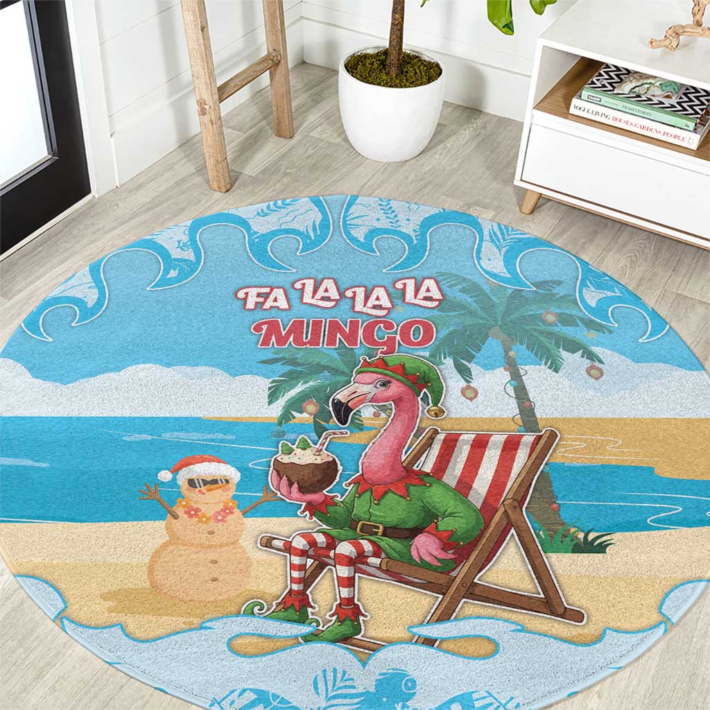 Christmas In July Round Carpet I Am The Flamingo Elf - Wonder Print Shop