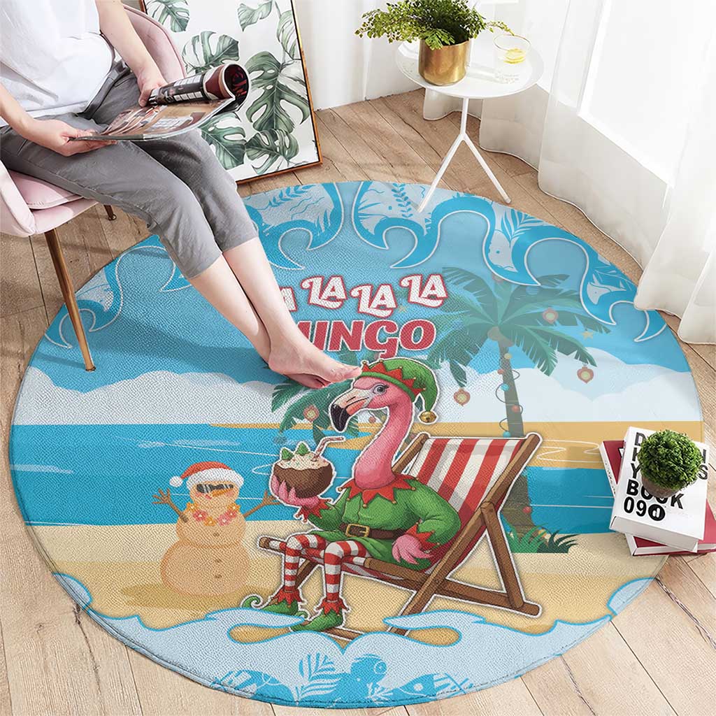 Christmas In July Round Carpet I Am The Flamingo Elf - Wonder Print Shop