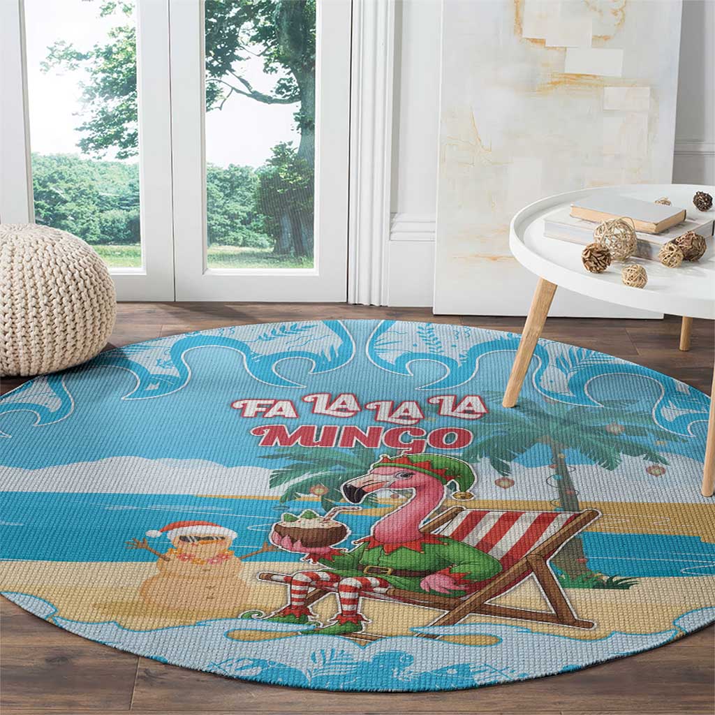 Christmas In July Round Carpet I Am The Flamingo Elf - Wonder Print Shop