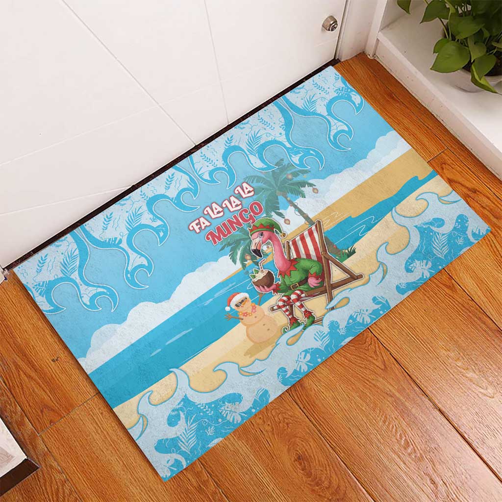 Christmas In July Rubber Doormat I Am The Flamingo Elf - Wonder Print Shop