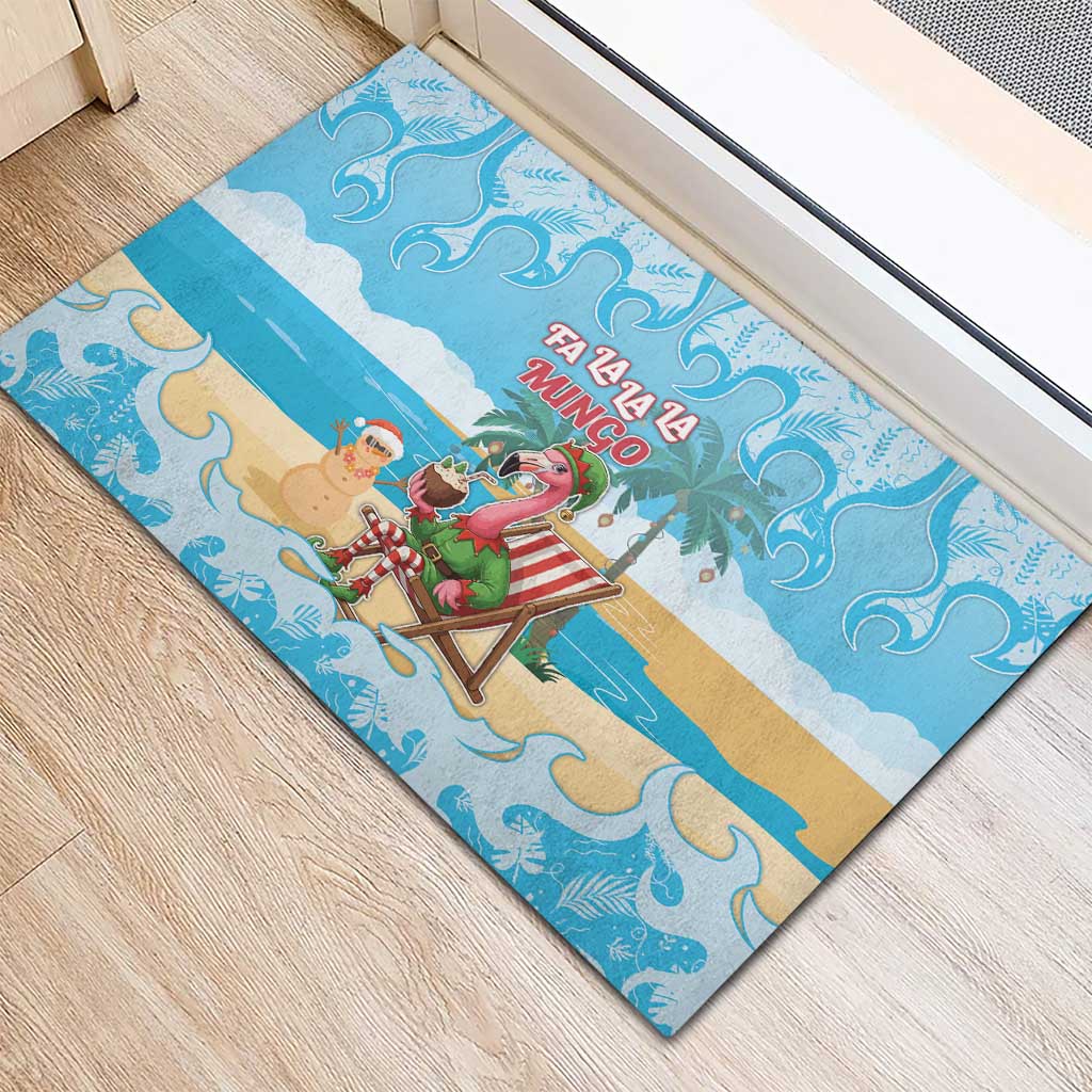 Christmas In July Rubber Doormat I Am The Flamingo Elf - Wonder Print Shop