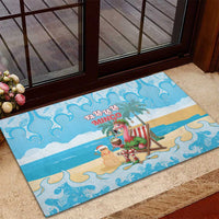 Christmas In July Rubber Doormat I Am The Flamingo Elf - Wonder Print Shop
