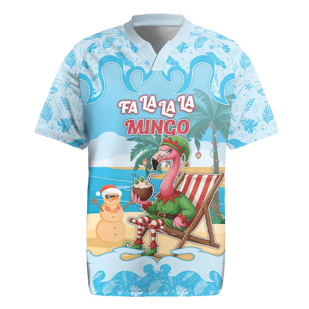 Christmas In July Rugby Jersey I Am The Flamingo Elf - Wonder Print Shop