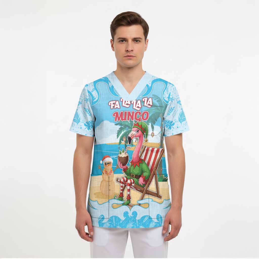 Christmas In July Scrub Top I Am The Flamingo Elf - Wonder Print Shop
