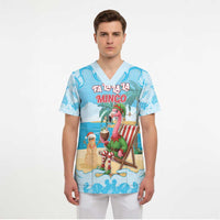 Christmas In July Scrub Top I Am The Flamingo Elf - Wonder Print Shop