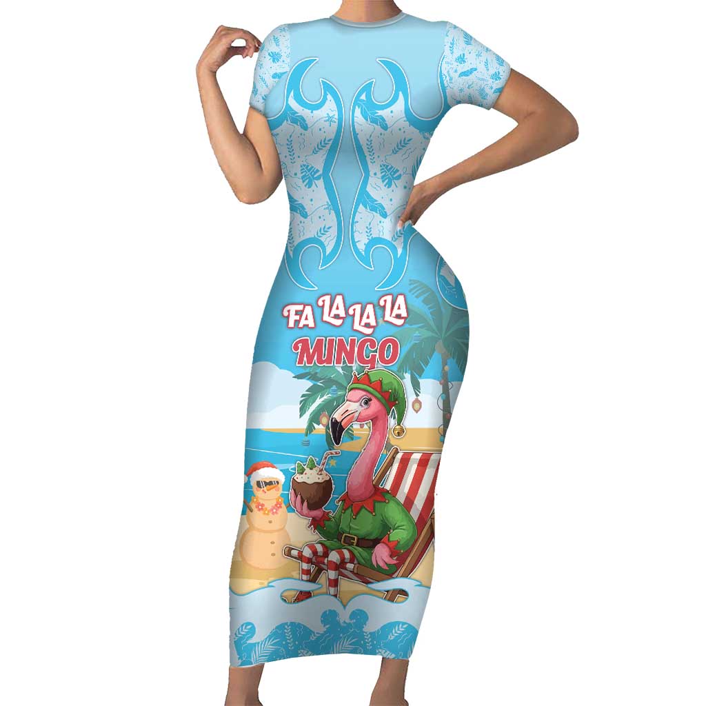 Christmas In July Short Sleeve Bodycon Dress I Am The Flamingo Elf - Wonder Print Shop