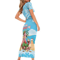 Christmas In July Short Sleeve Bodycon Dress I Am The Flamingo Elf - Wonder Print Shop