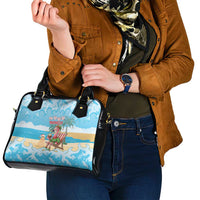 Christmas In July Shoulder Handbag I Am The Flamingo Elf - Wonder Print Shop