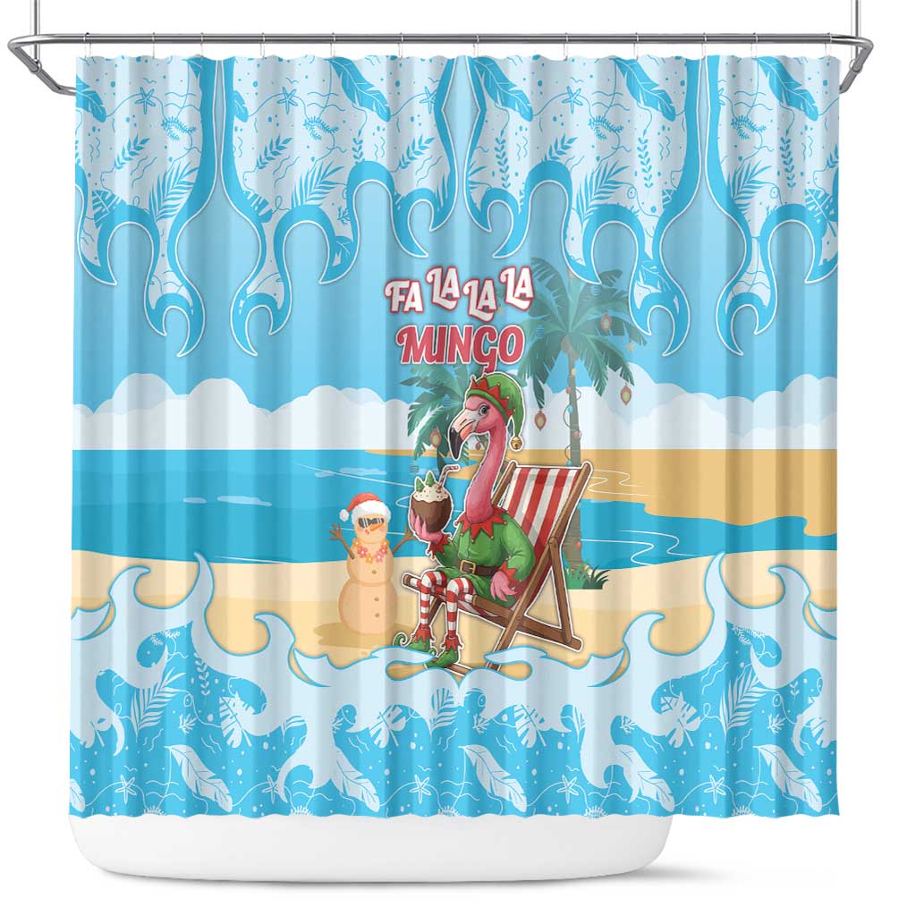 Christmas In July Shower Curtain I Am The Flamingo Elf - Wonder Print Shop