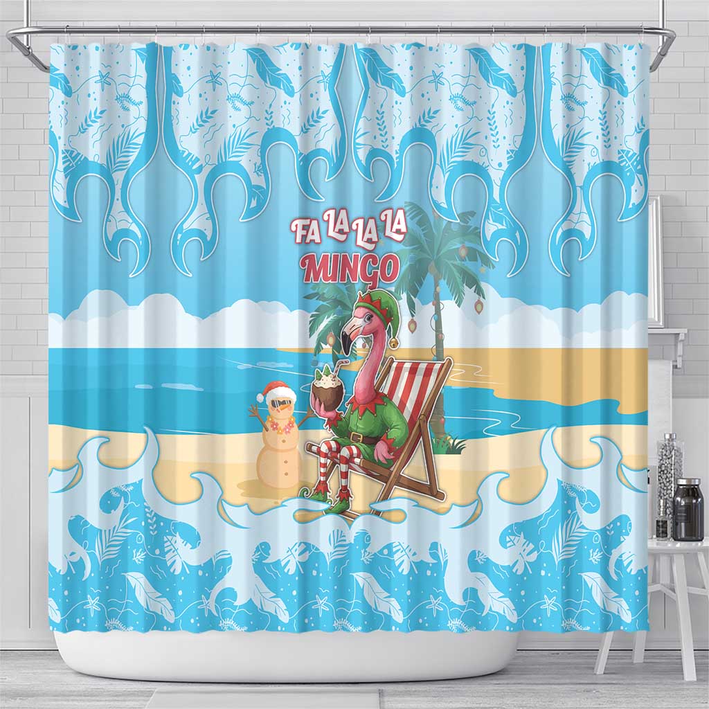 Christmas In July Shower Curtain I Am The Flamingo Elf - Wonder Print Shop