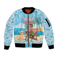 Christmas In July Sleeve Zip Bomber Jacket I Am The Flamingo Elf - Wonder Print Shop