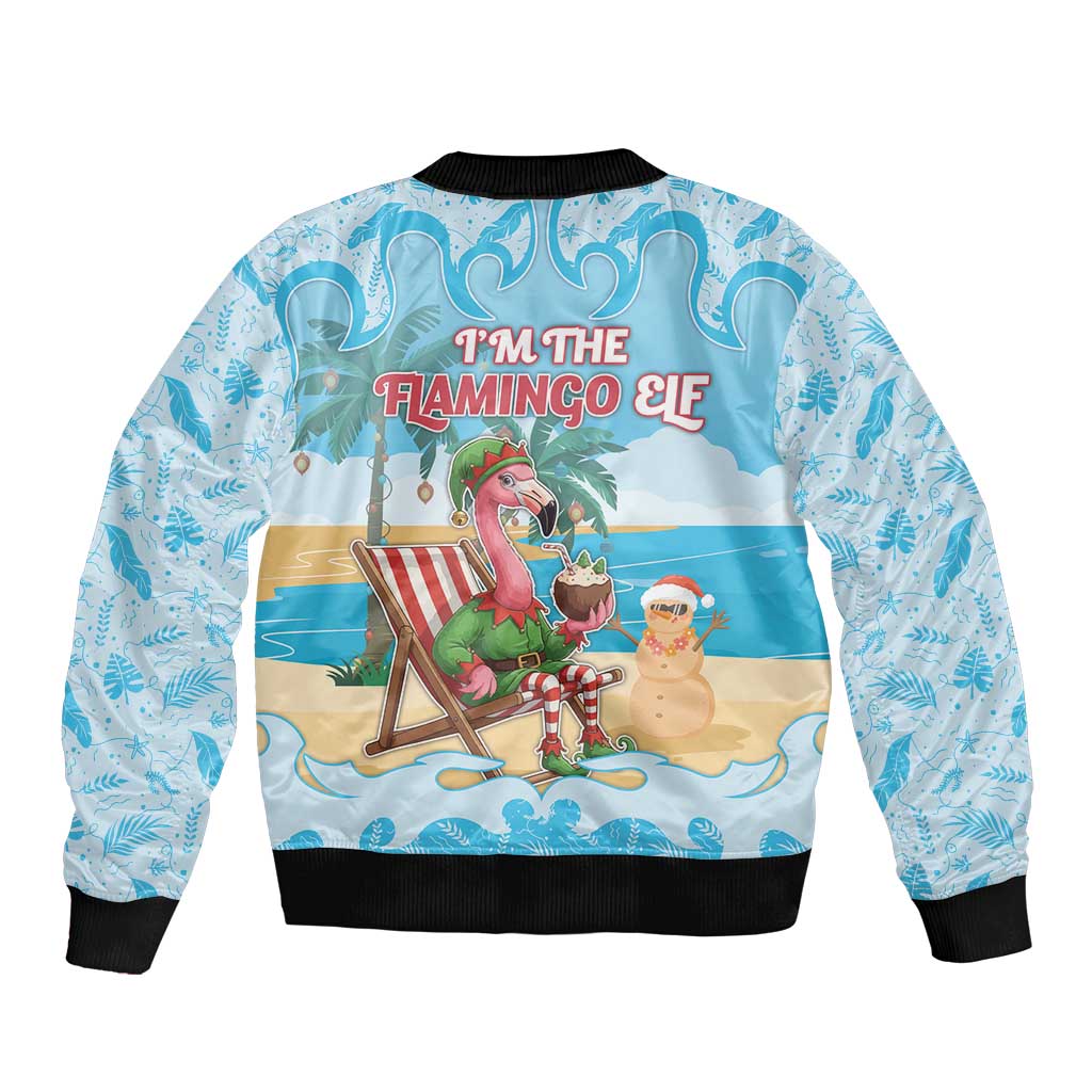 Christmas In July Sleeve Zip Bomber Jacket I Am The Flamingo Elf - Wonder Print Shop