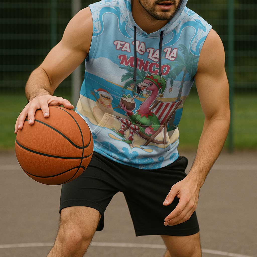 Christmas In July Sleeveless Hoodie I Am The Flamingo Elf - Wonder Print Shop