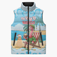 Christmas In July Sleeveless Puffer Jacket I Am The Flamingo Elf - Wonder Print Shop