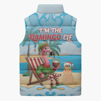 Christmas In July Sleeveless Puffer Jacket I Am The Flamingo Elf - Wonder Print Shop