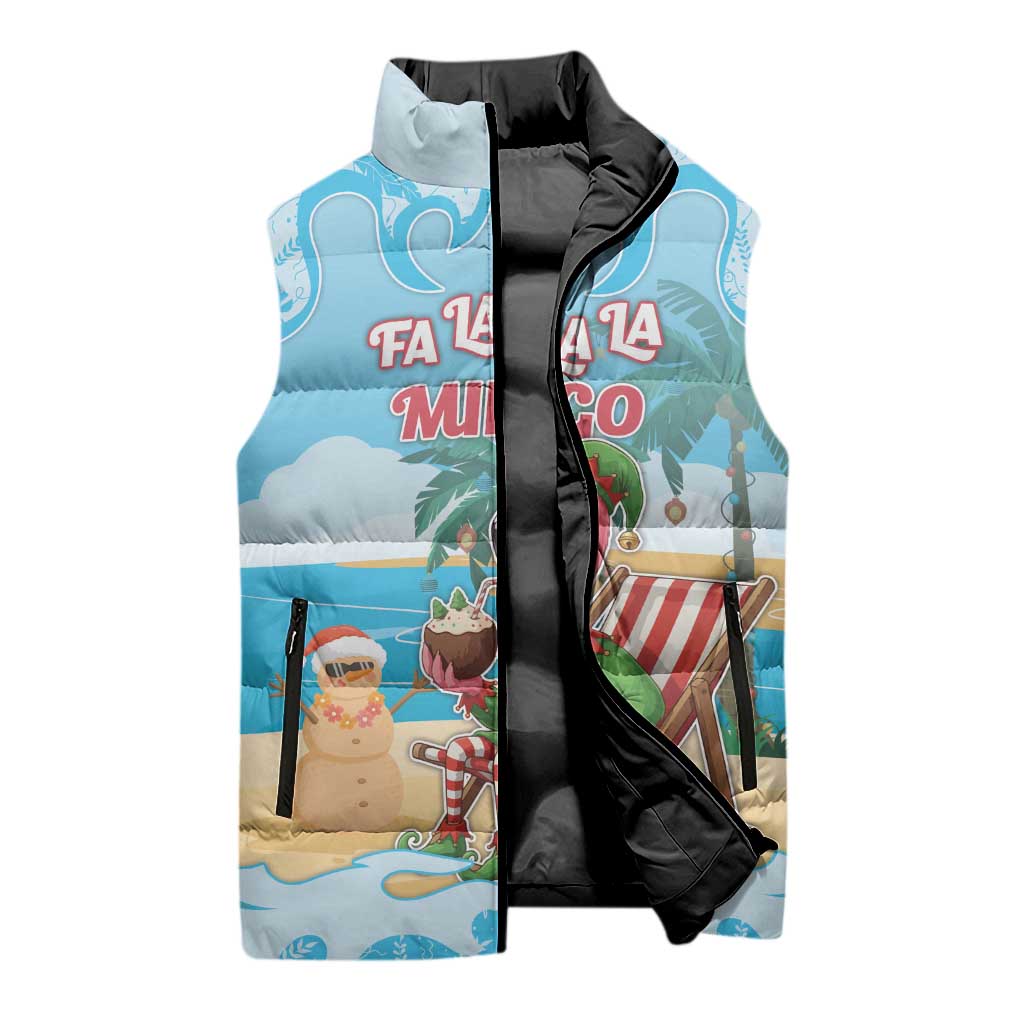 Christmas In July Sleeveless Puffer Jacket I Am The Flamingo Elf - Wonder Print Shop